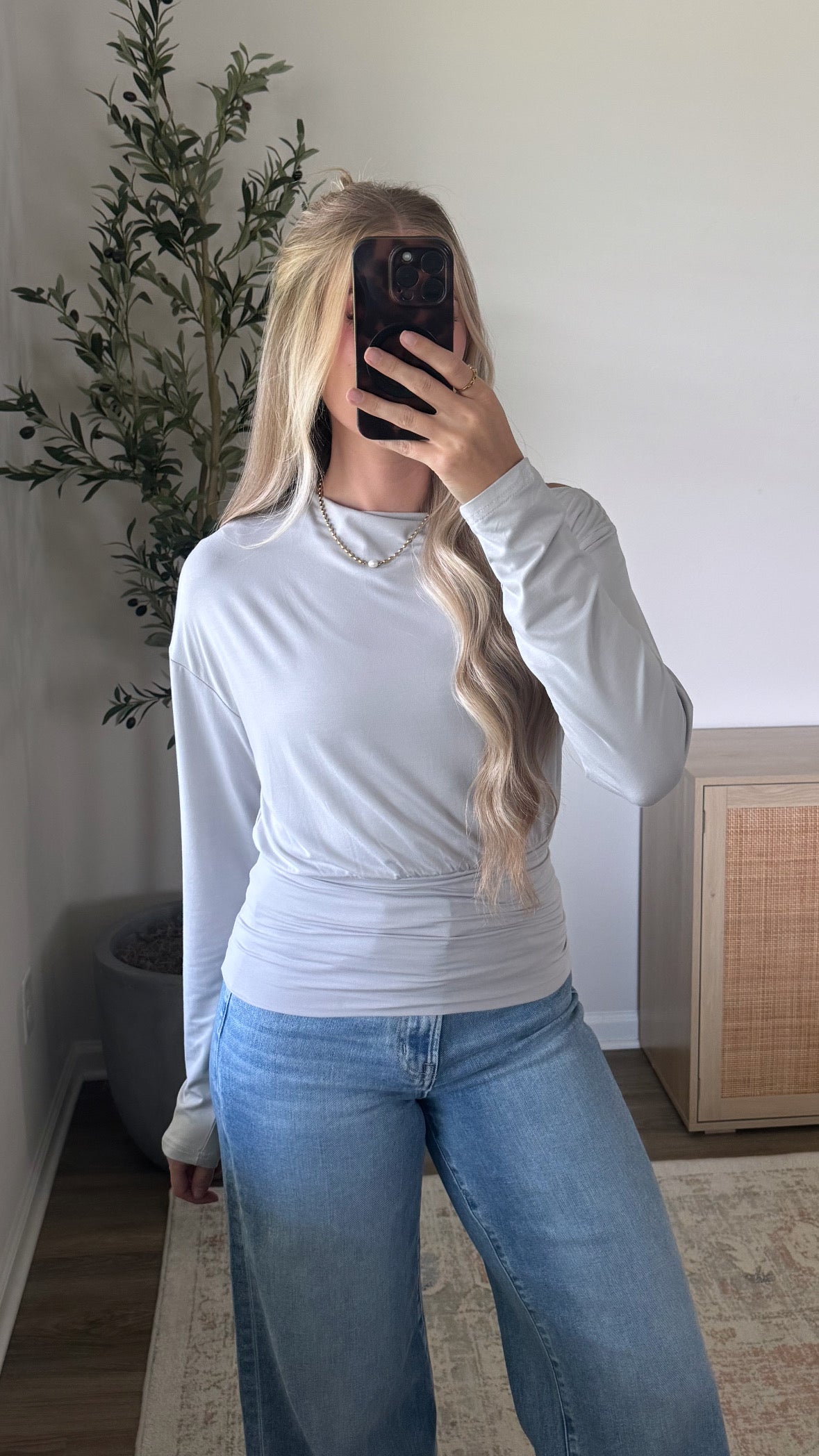 Hallie Long Sleeve Cinched Top / Stone