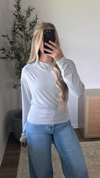 Hallie Long Sleeve Cinched Top / Stone