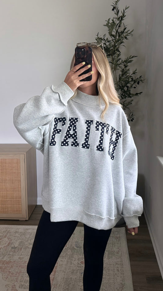 Faith Mock Neck Sweatshirt / Polka Dot
