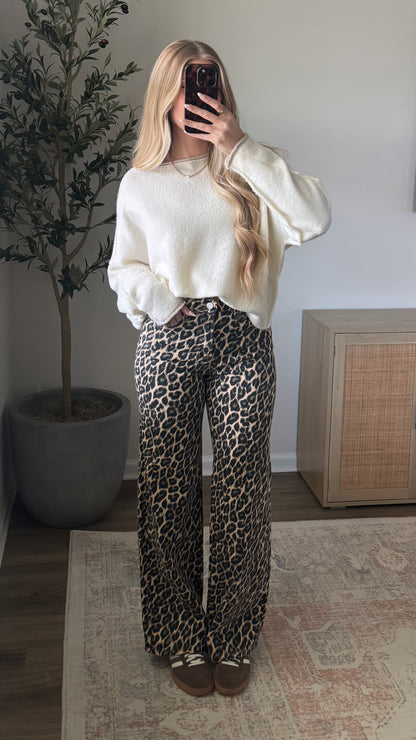 High Rise Leopard Jeans