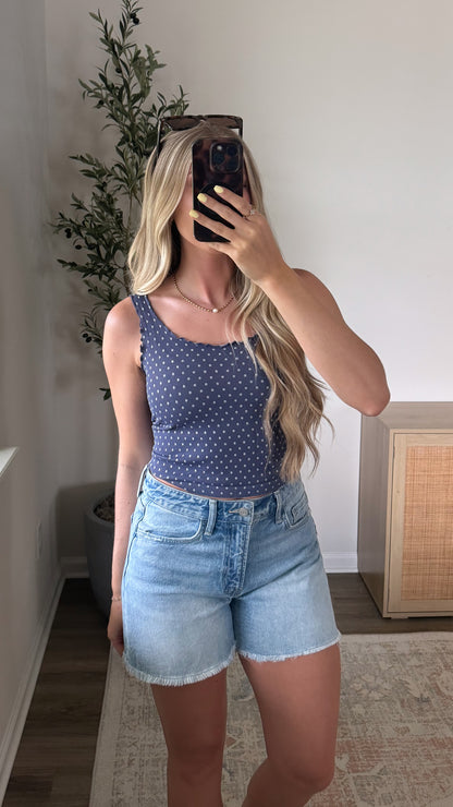 Seamless Polka Dot Tank / Dark Blue