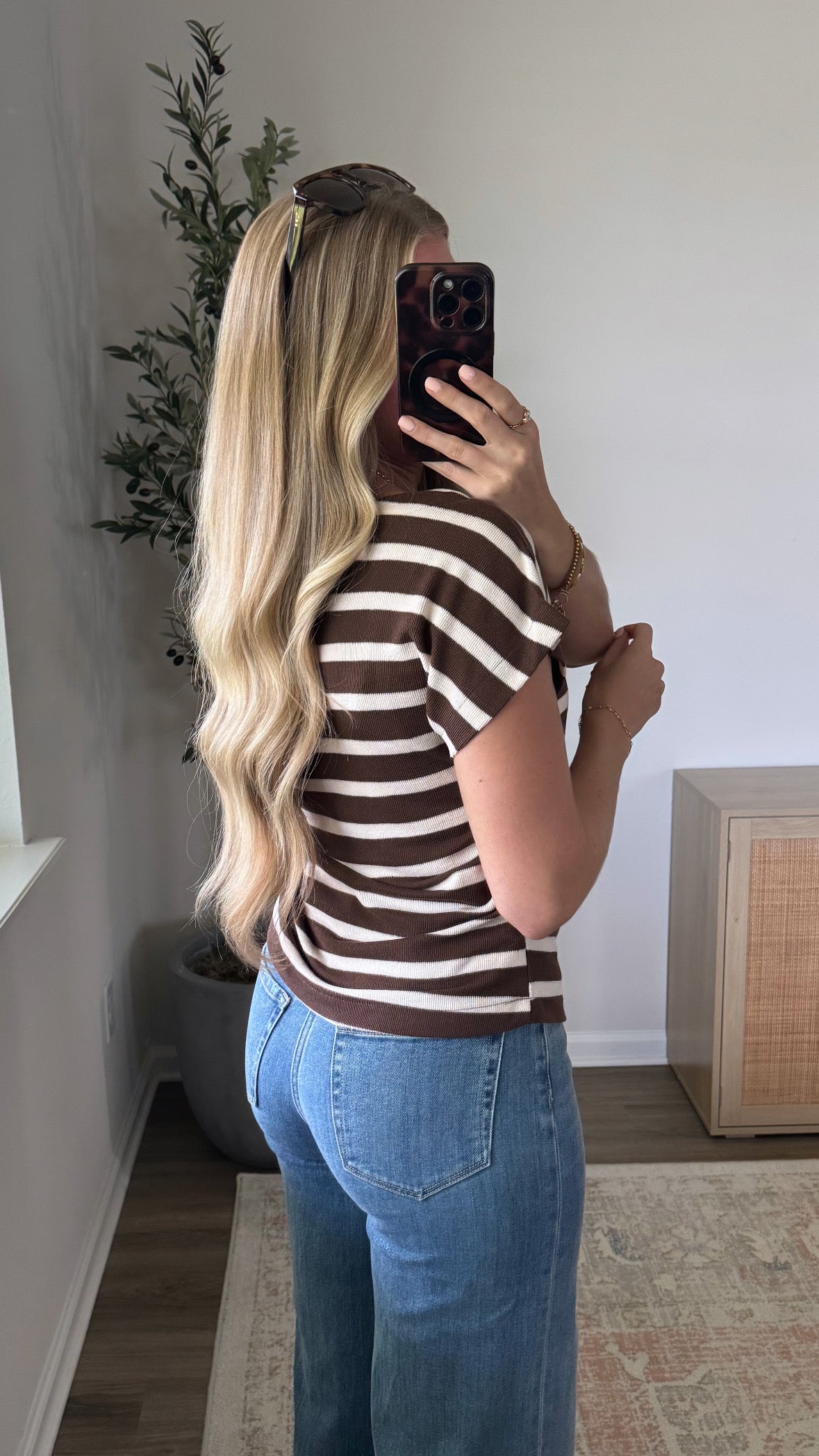 Amelia Striped Top / Dark Brown