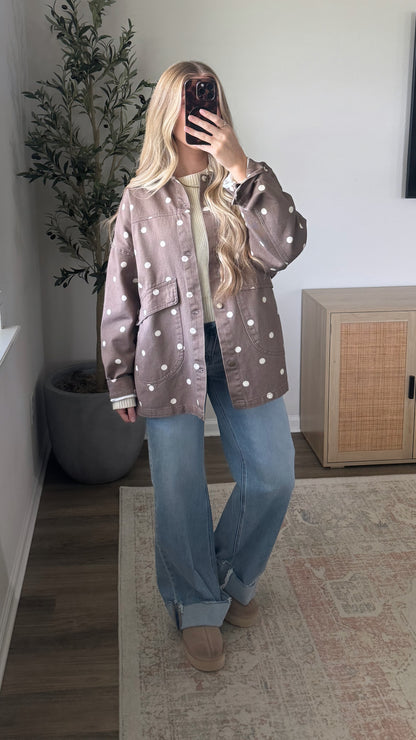 Polka Dot Barn Jacket / Light Brown