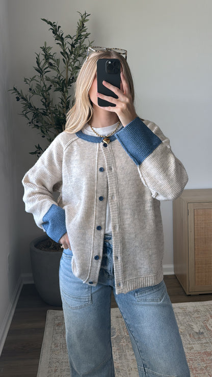 Amelia Contrast Cardigan / Blue