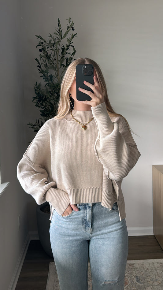 Cropped Essential Knit / Sand