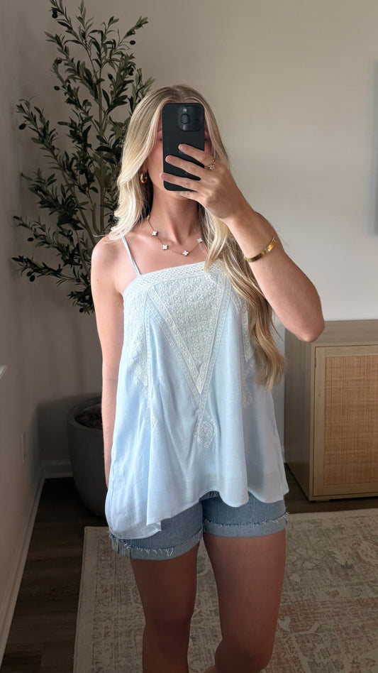 Embroidered Cami / Sky Blue