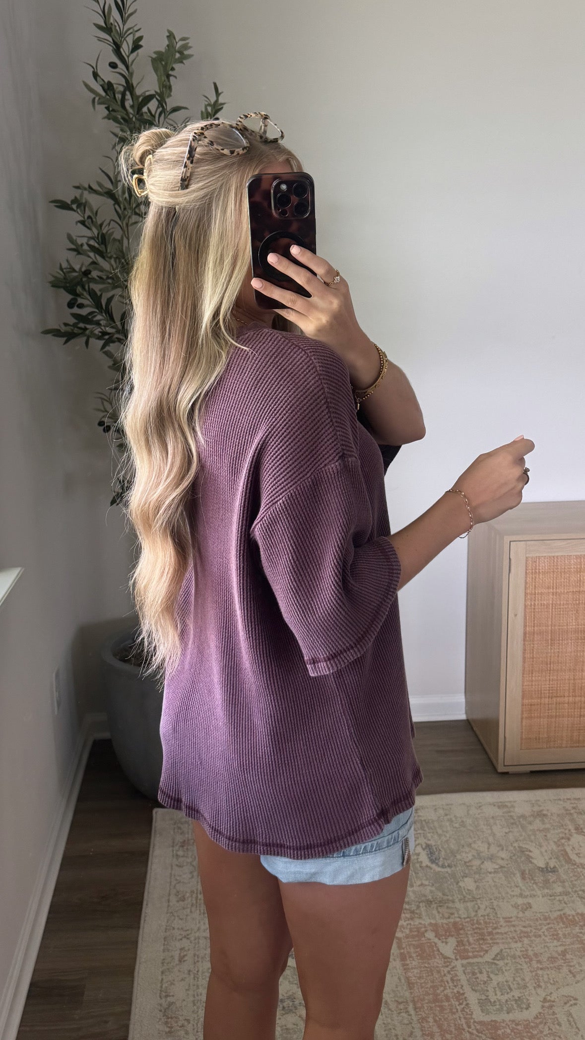 Lived In Waffle Tee / Plum