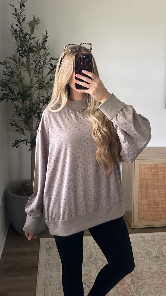 Polka Dot Mock Neck / Light Brown