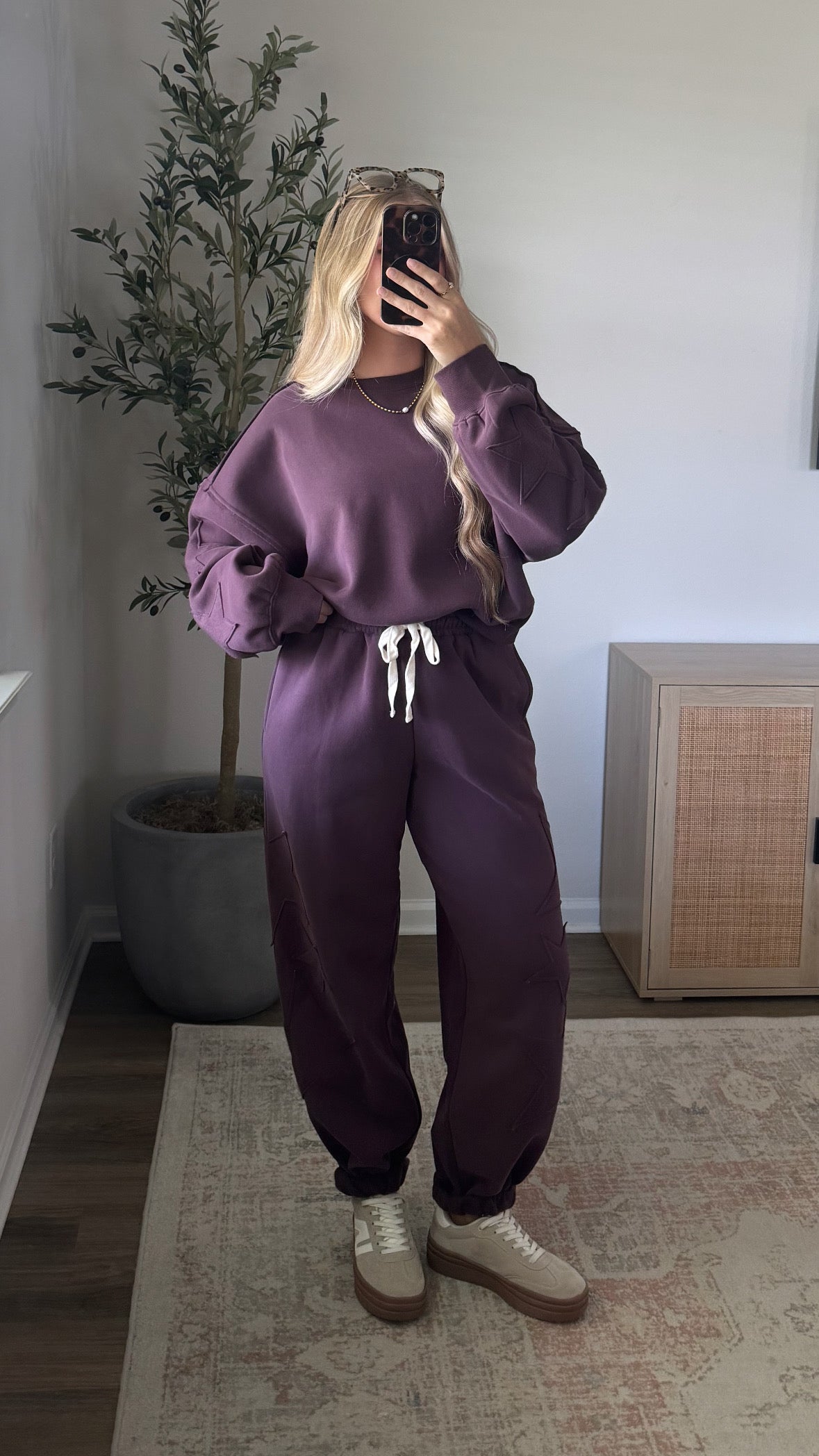 Star Patchwork Joggers / Plum