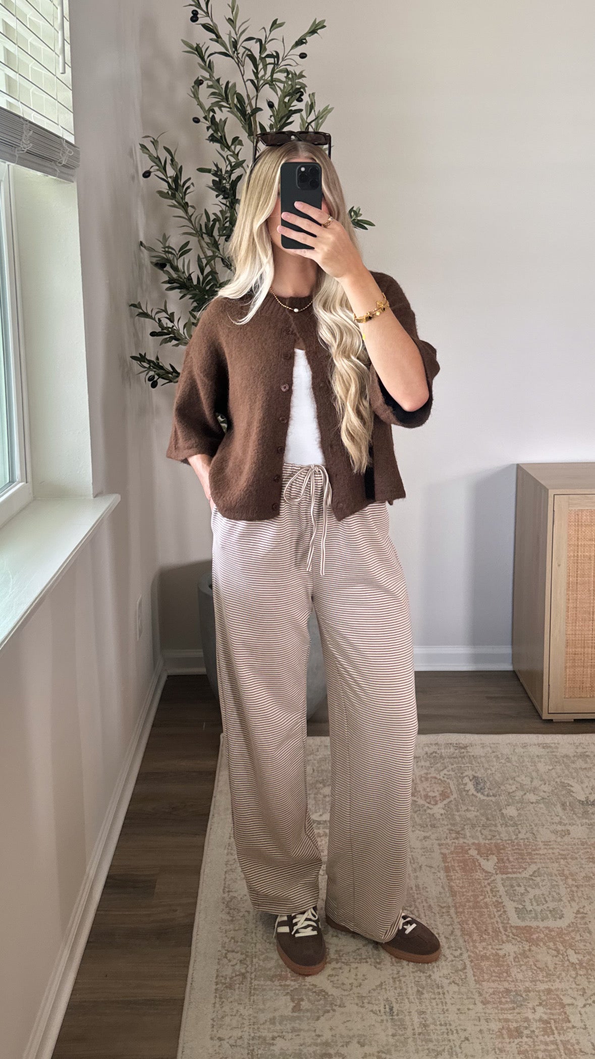 Short Sleeve Cardigan / Brown - FINAL SALE