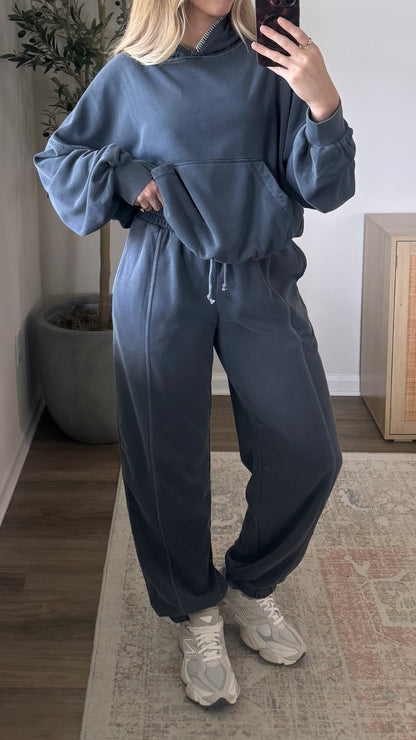 Stitched Hoodie + Jogger Set / Navy