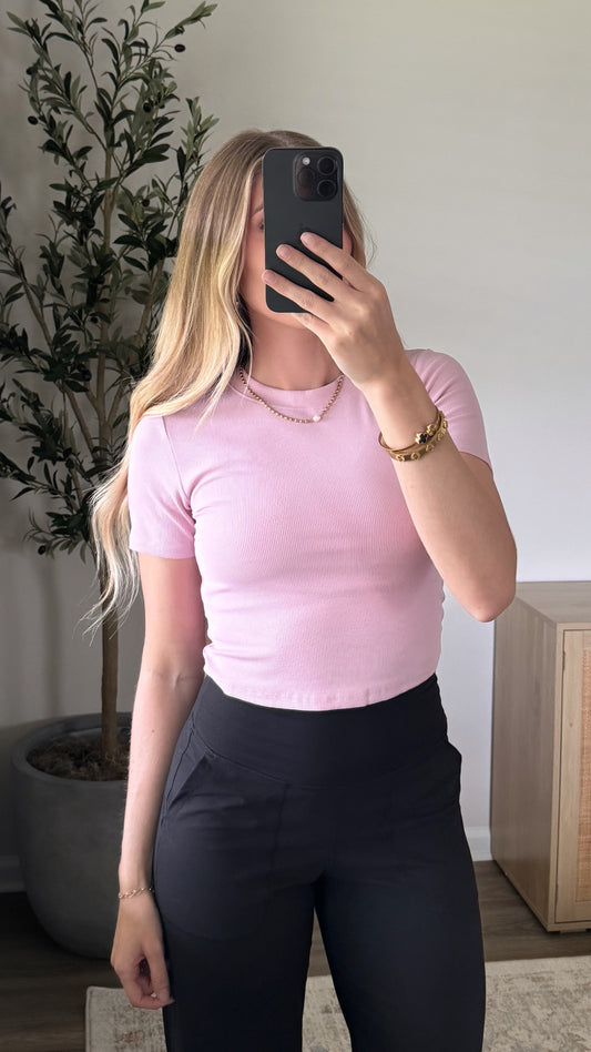 On The Move Ribbed Tee / Dusty Pink
