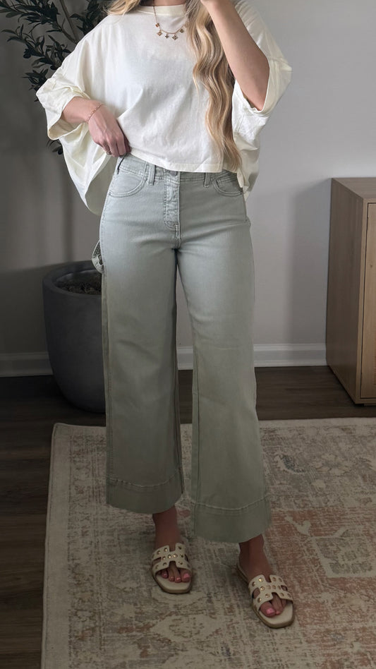 Comfort Wide Leg Denim / Sage