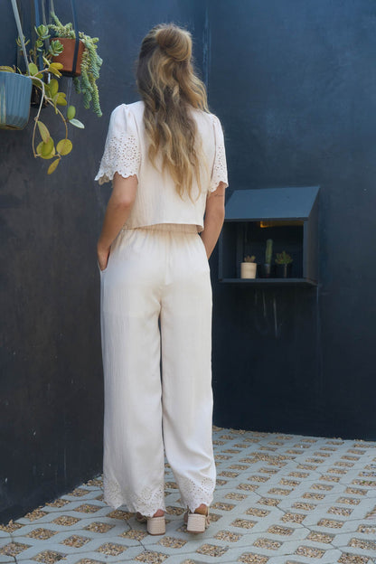 Eyelet Pants Set / Natural