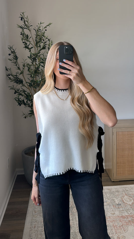 Stitched Side Tie Sweater Vest