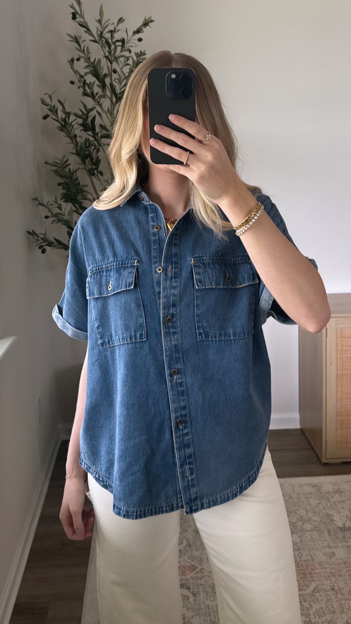 Short Sleeve Denim Top