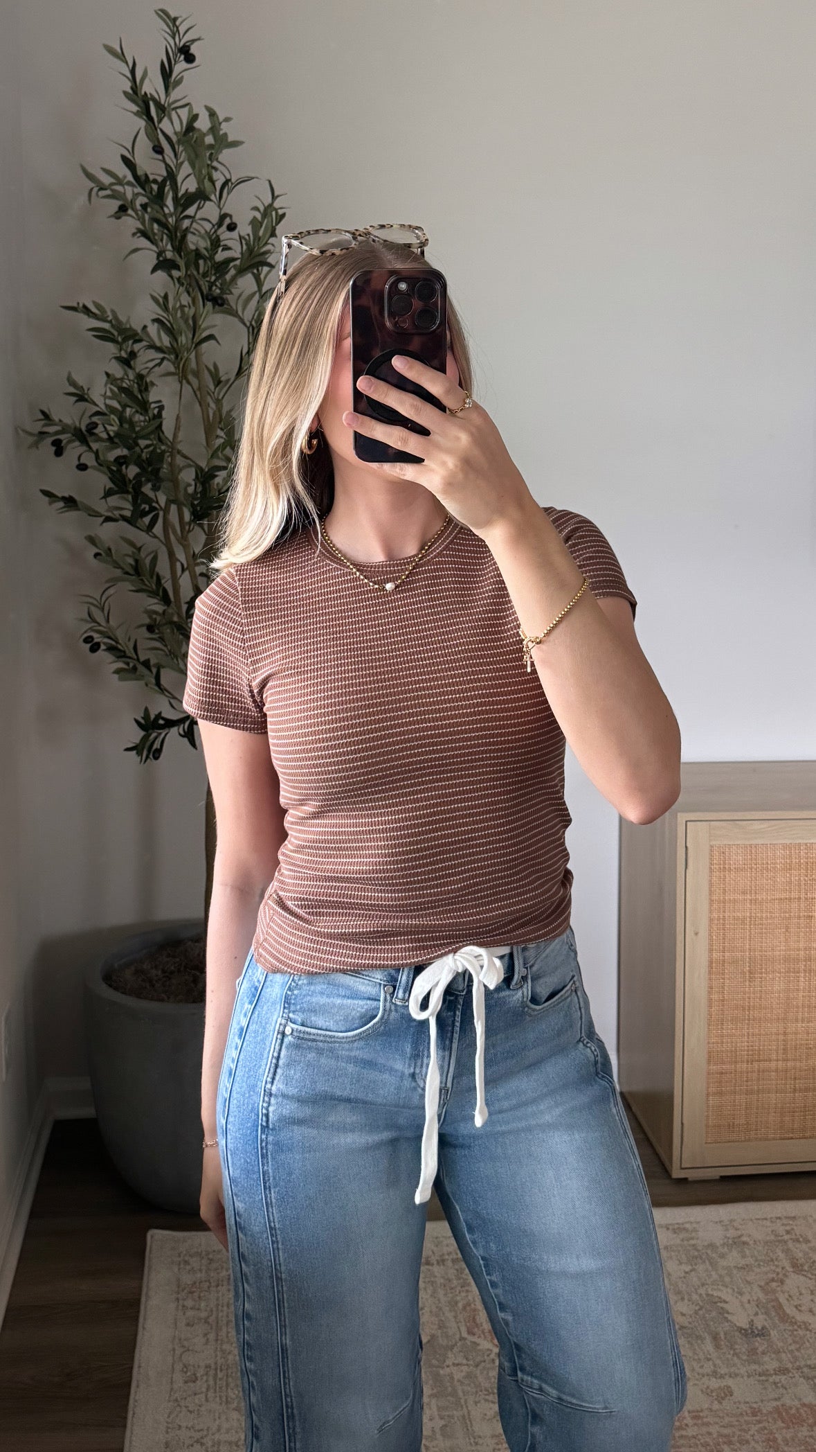 Basic Striped Tee / Brown