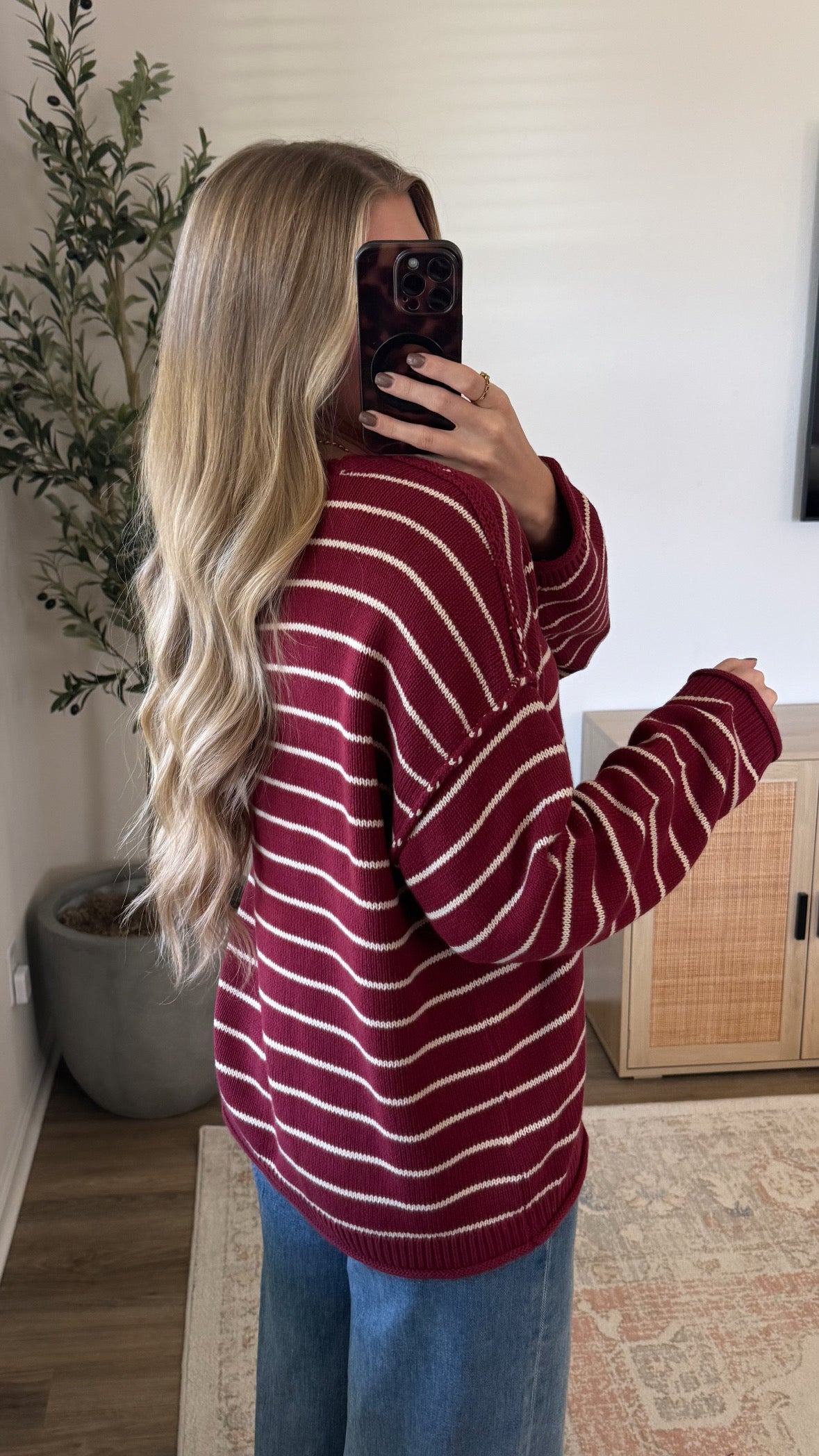 Aria Striped Sweater / Red