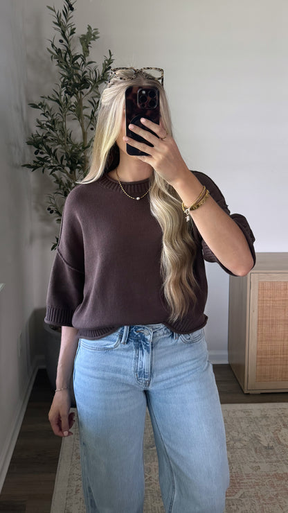 Autumn Short Sleeve Knit / Dark Brown
