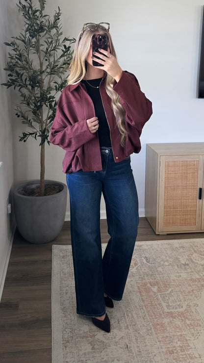 Bubble Hem Jacket / Burgundy