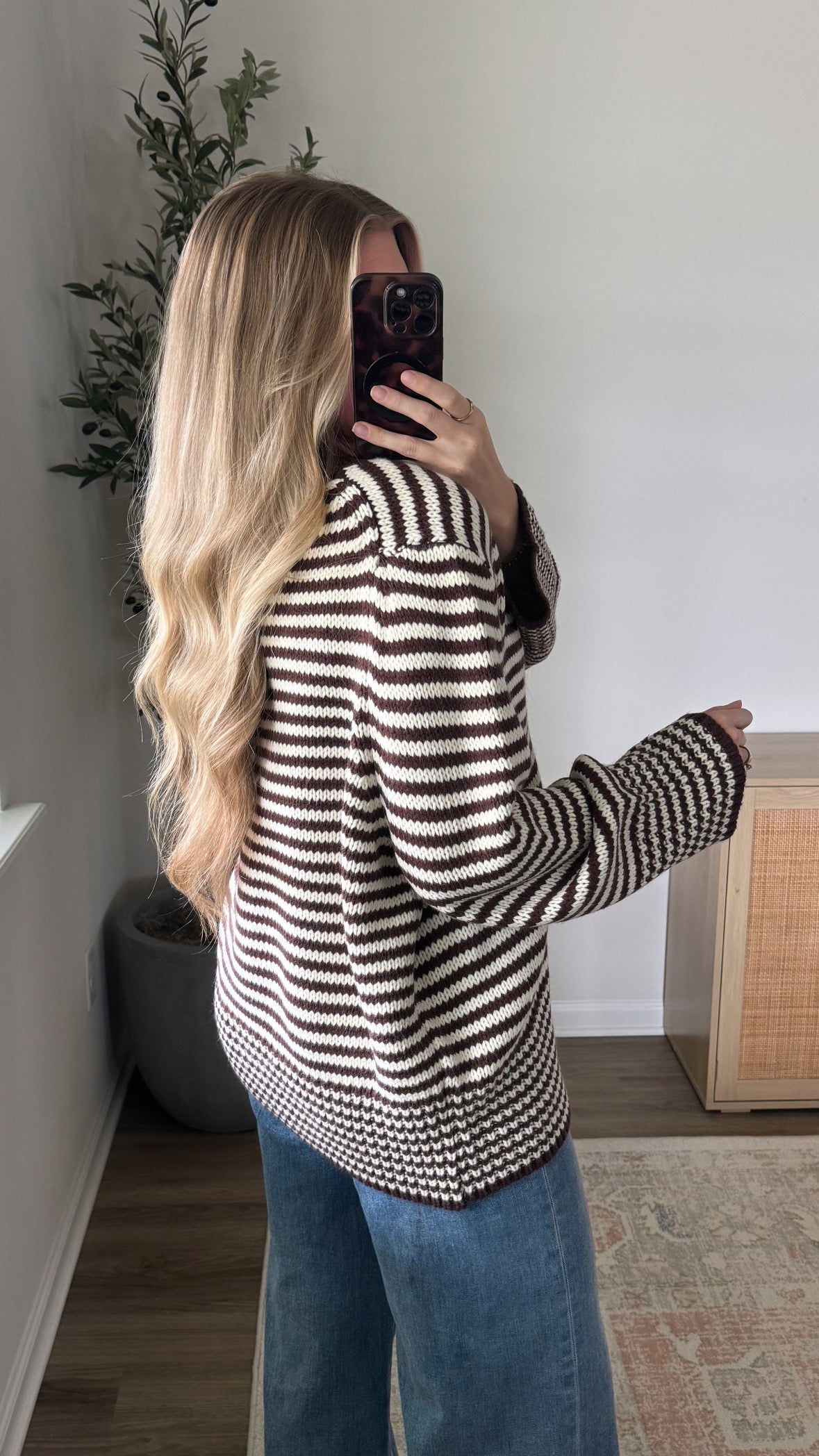Blake Striped Cardigan / Brown