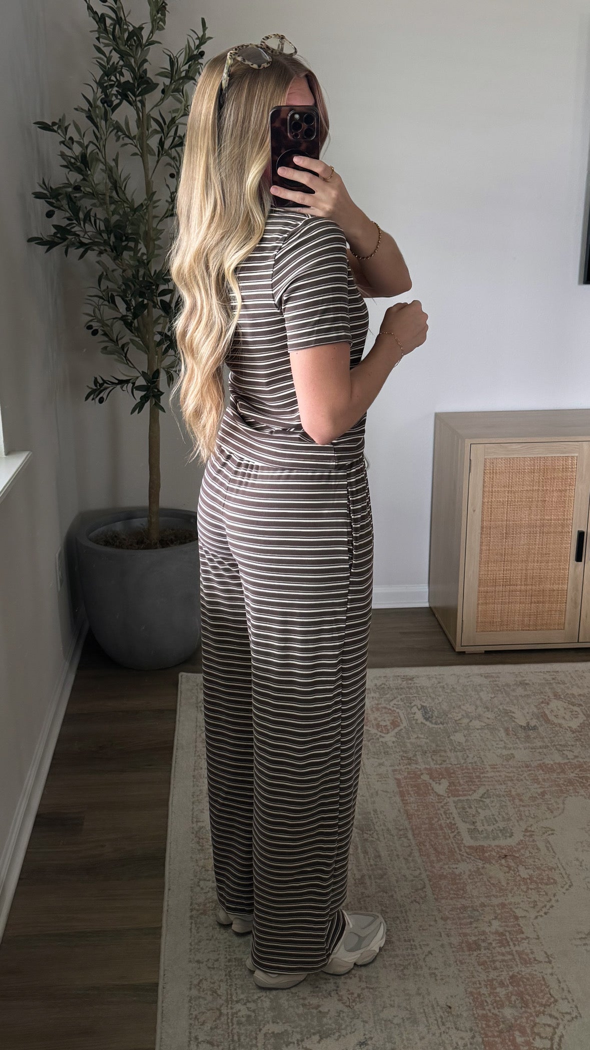 Lila Striped Pants Set / Brown