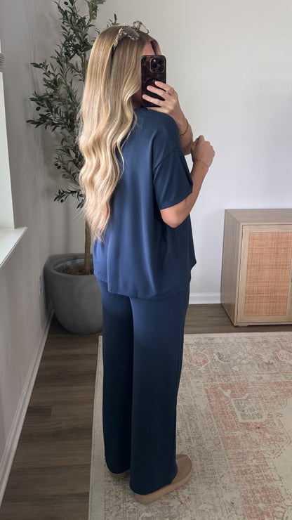 PREORDER (estimated to ship 9/25) - Lux Lounge Pants Set / Navy