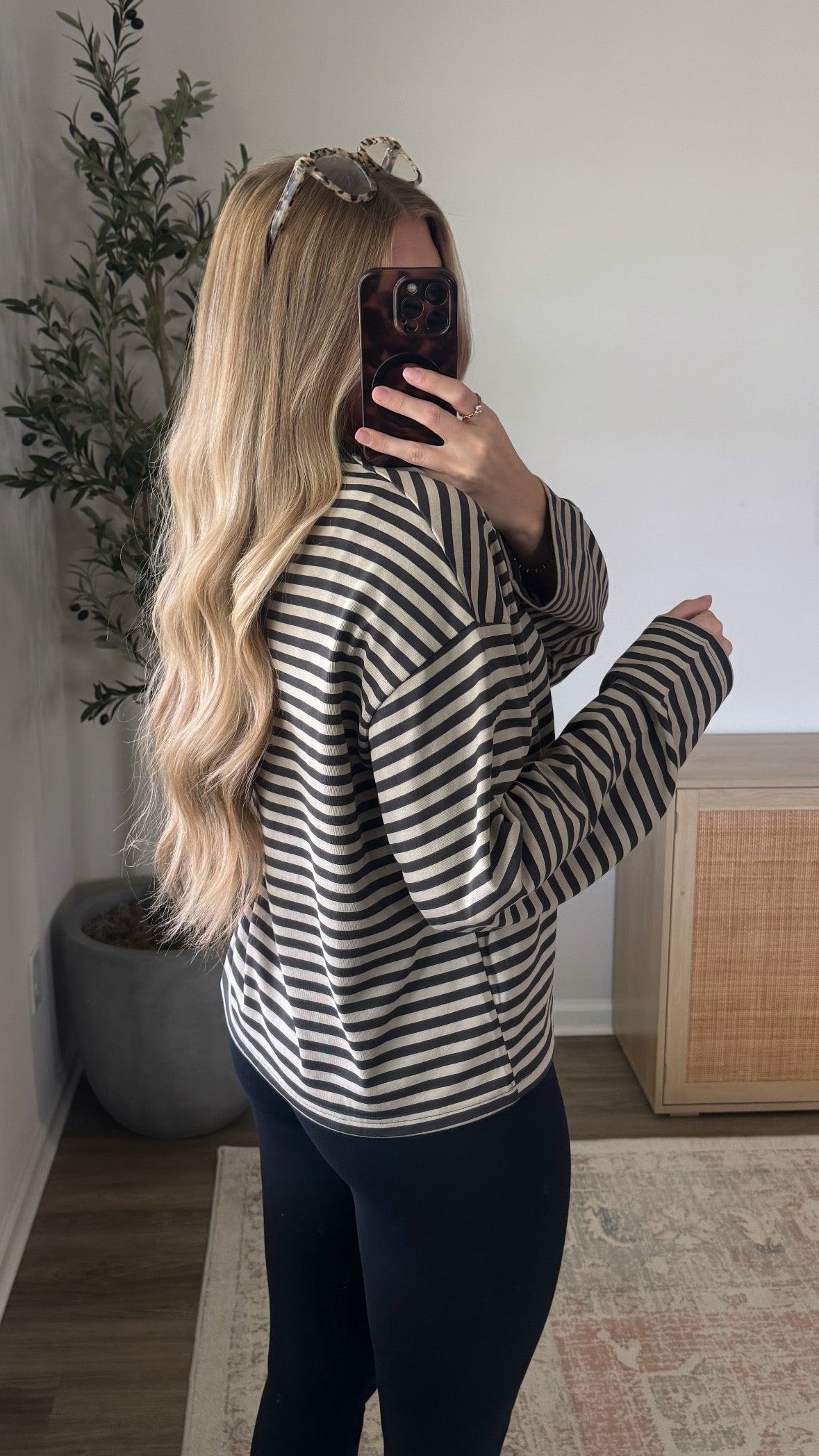 Striped Long Sleeve / Grey + Tan