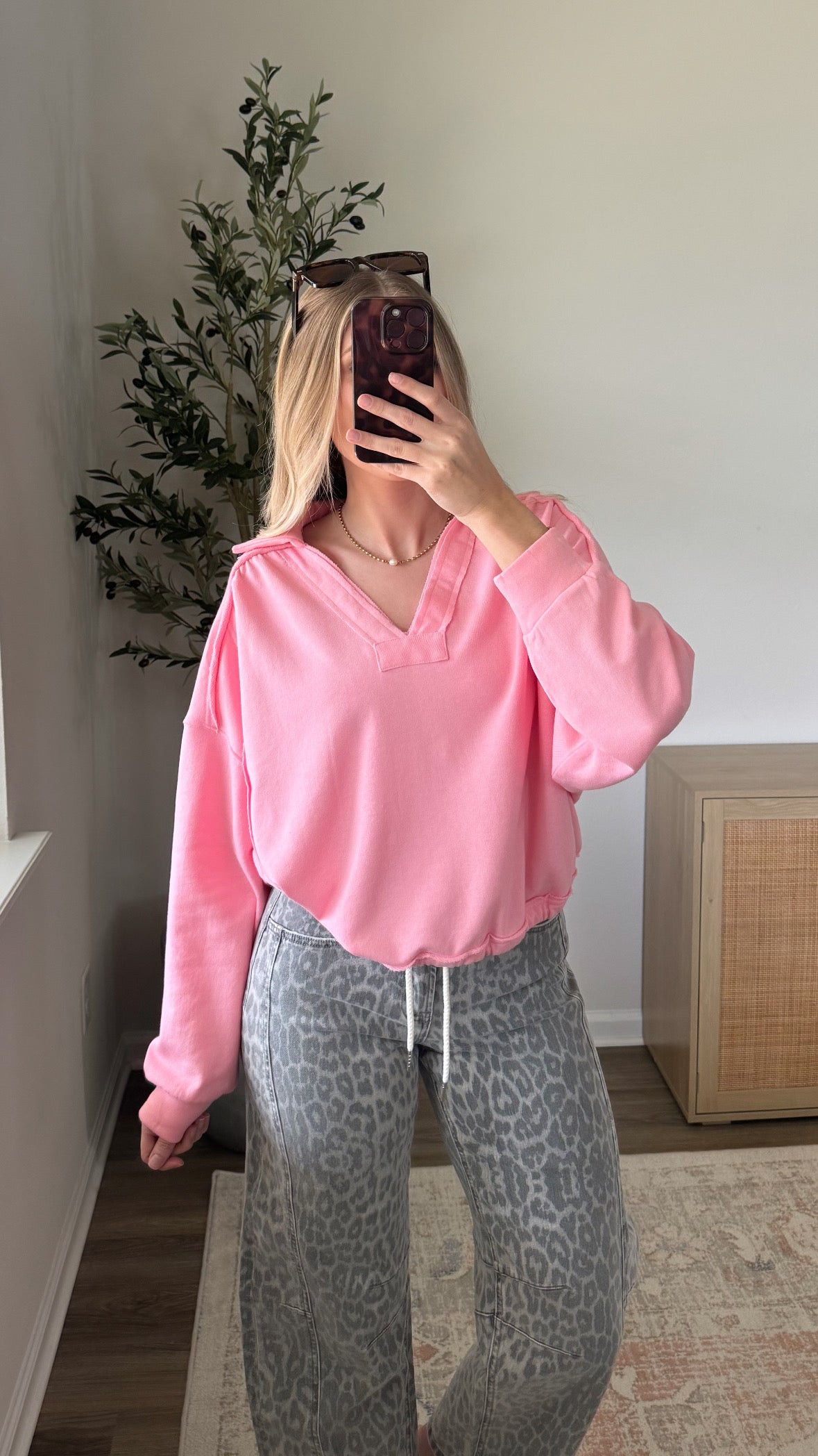 Juliet Cropped Pullover / Light Pink