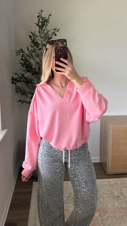 Juliet Cropped Pullover / Light Pink