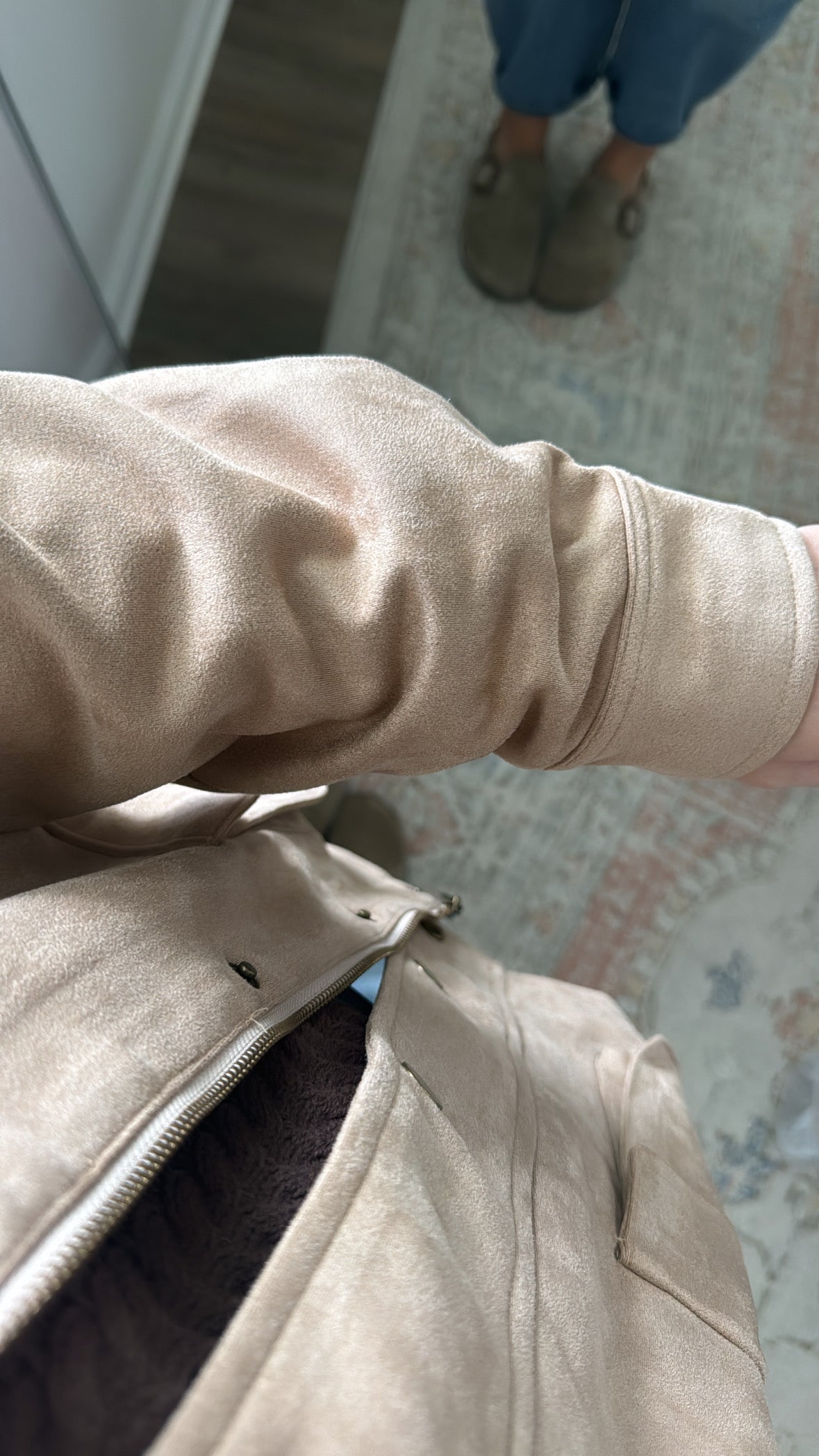 Faux Suede Barn Jacket / Tan