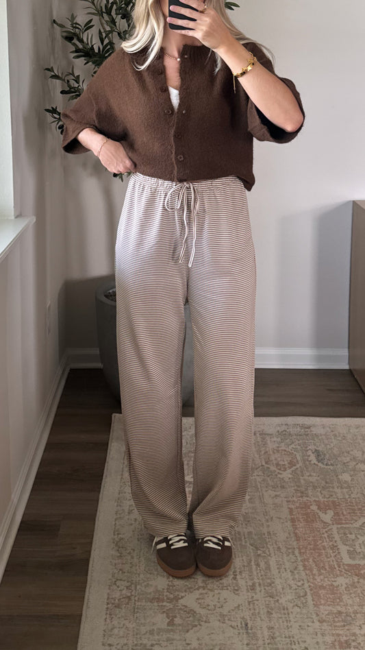 Cotton Striped Pants / Mocha