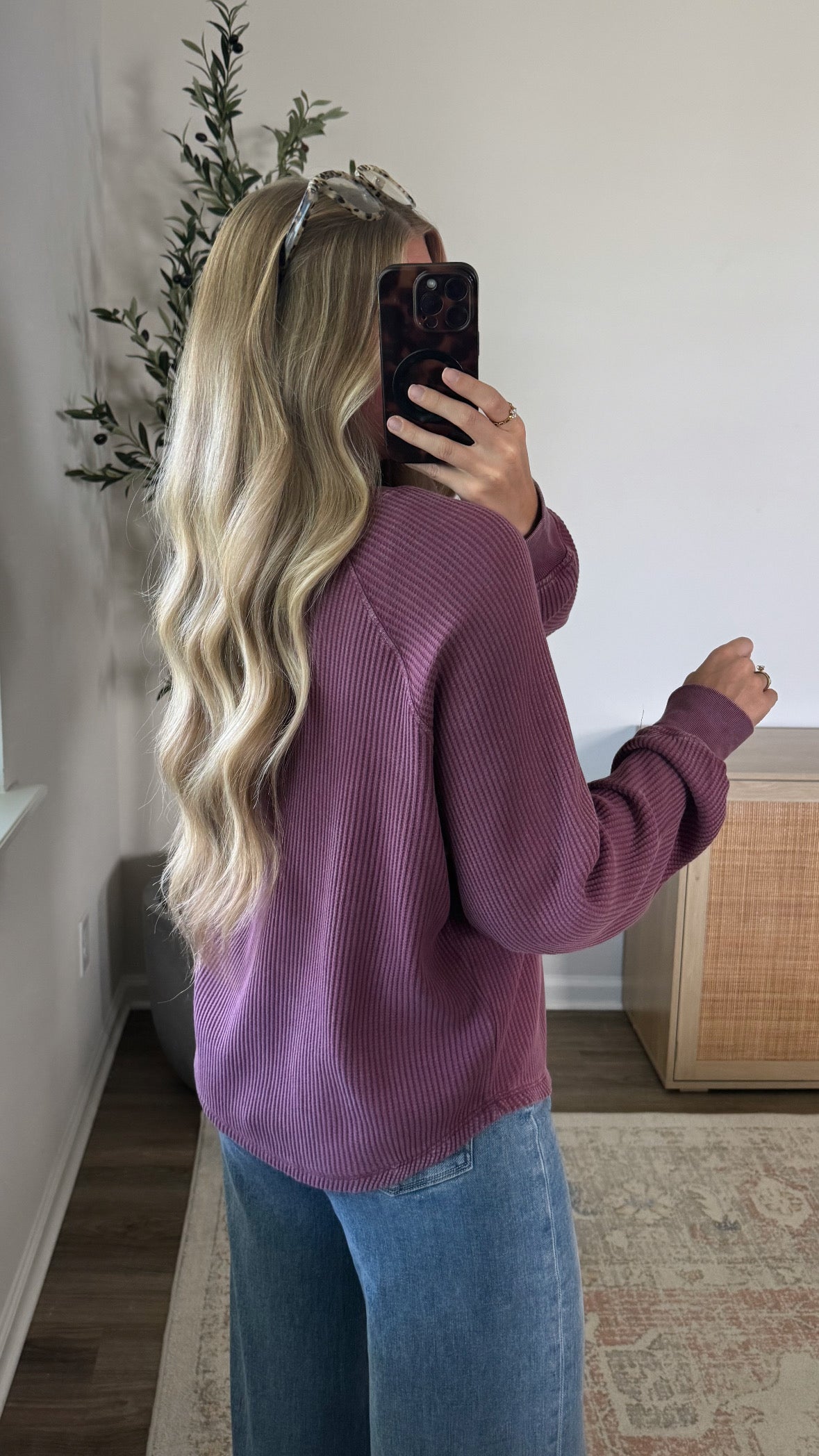 Lived In Henley Waffle Top / Plum