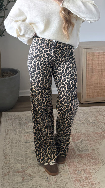 High Rise Leopard Jeans