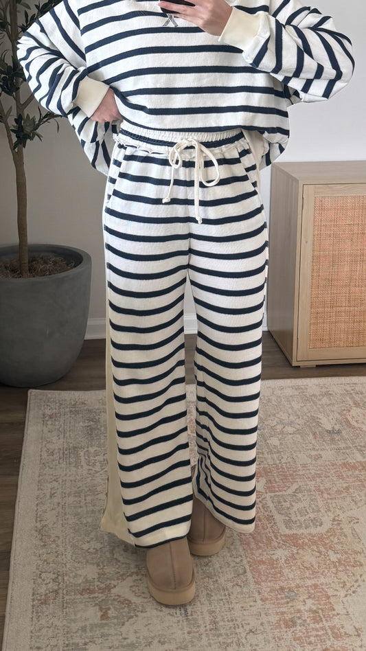 Navy Striped Sweatpants