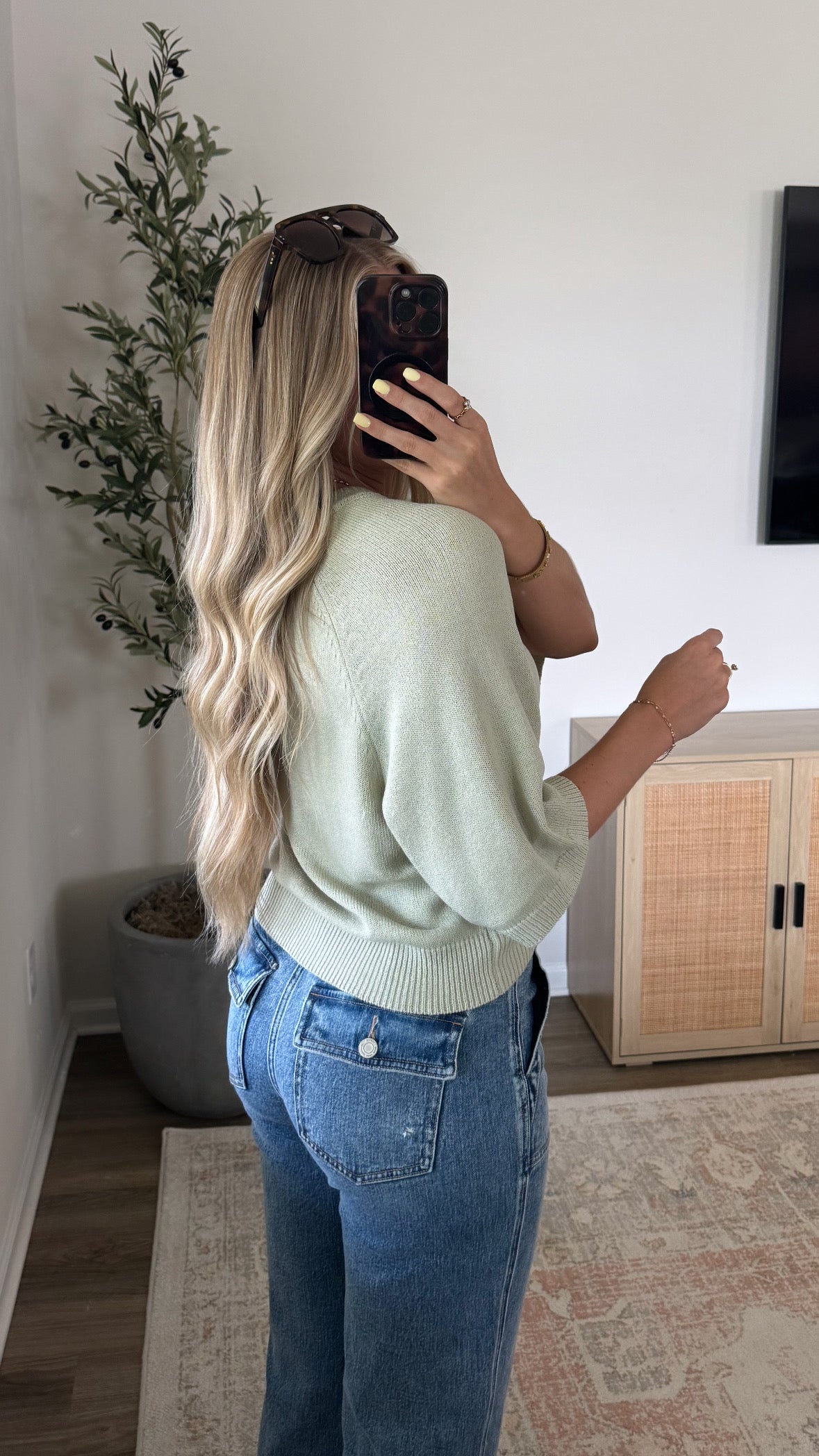 Piper Short Sleeve Sweater / Sage