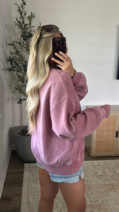 Cozy Fleece Pullover / Dusty Rose