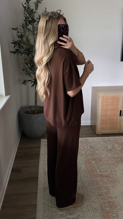 PREORDER (estimated to ship 9/25) - Lux Lounge Pants Set / Brown