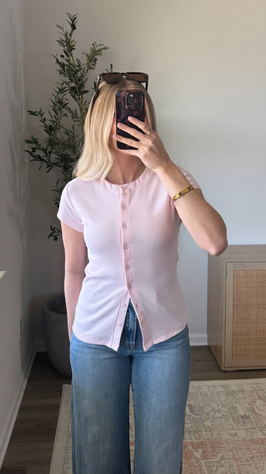 Rosie Button Down Top / Light Pink