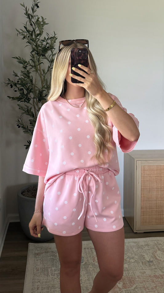 Polka Dot Shorts Set / Pink