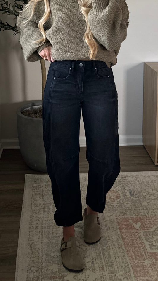Bri Comfort Barrel Denim / Black