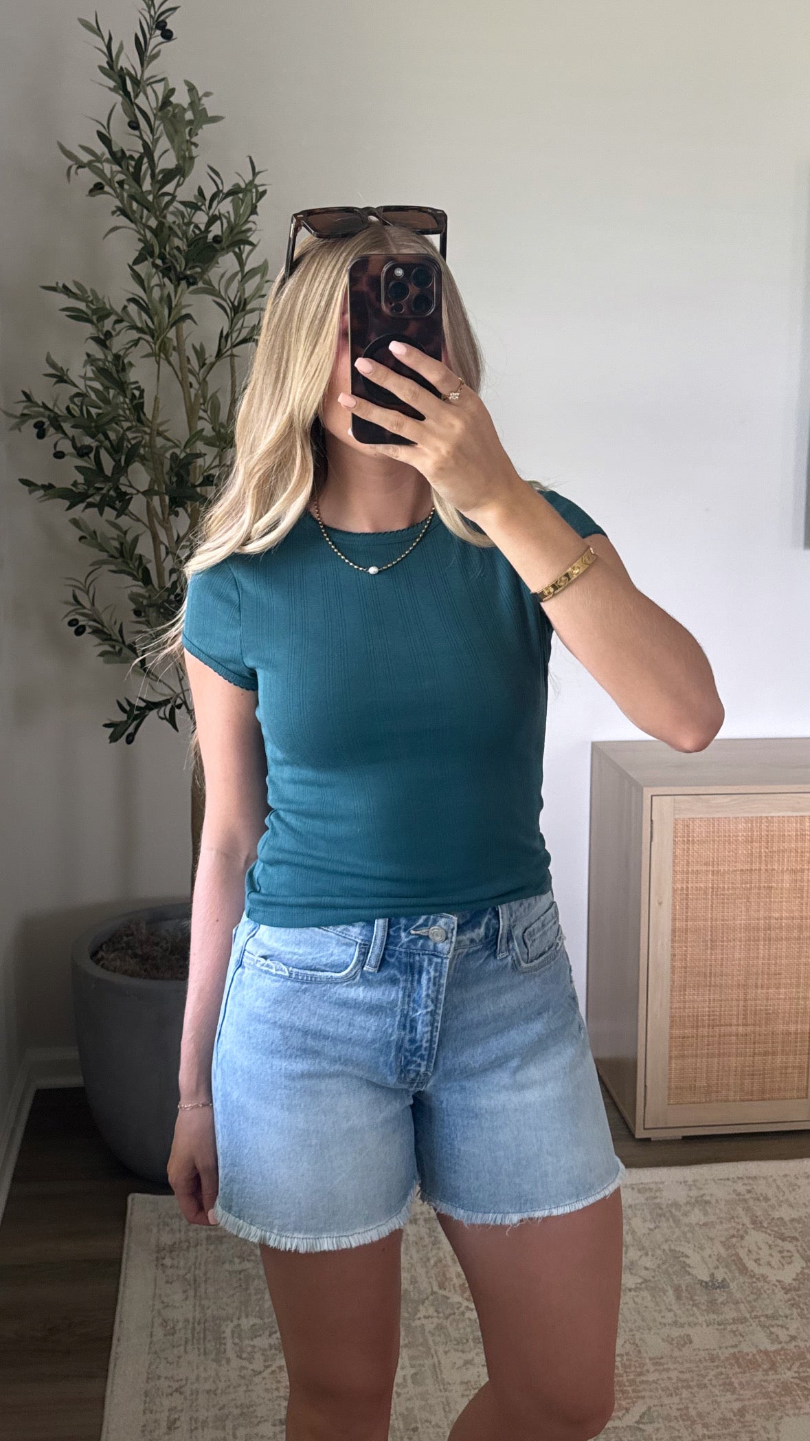 Pointelle Short Sleeve / Jade