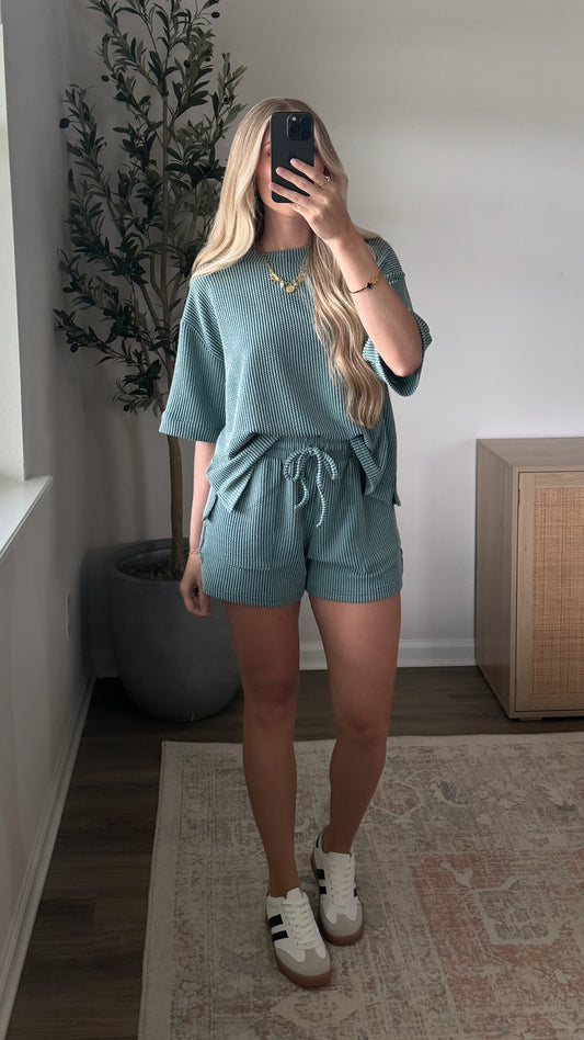 Ribbed Lounge Set / Jade