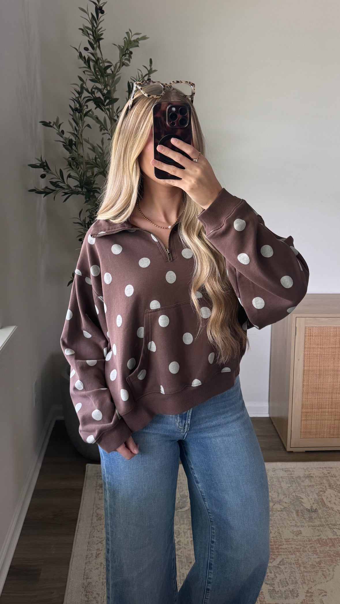 Spotted Quarter Zip / Brown