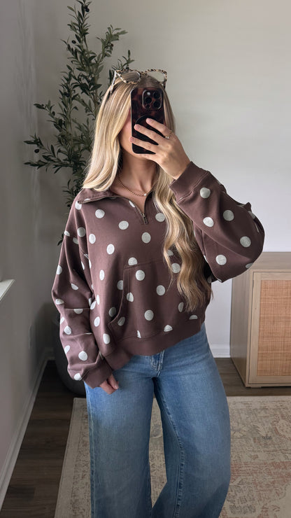 Spotted Quarter Zip / Brown