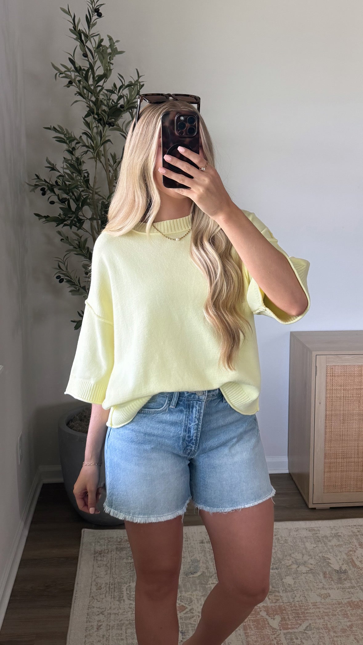 Carmen Short Sleeve Sweater / Yellow