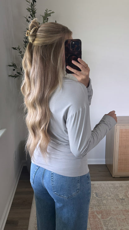 Hallie Long Sleeve Cinched Top / Stone