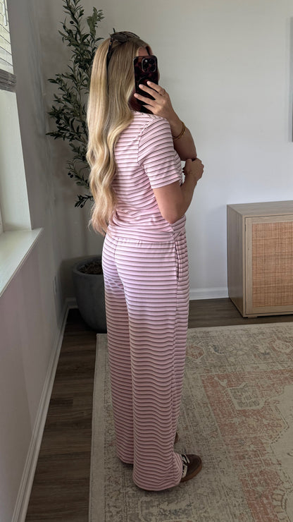 Lila Striped Pants Set / Pink