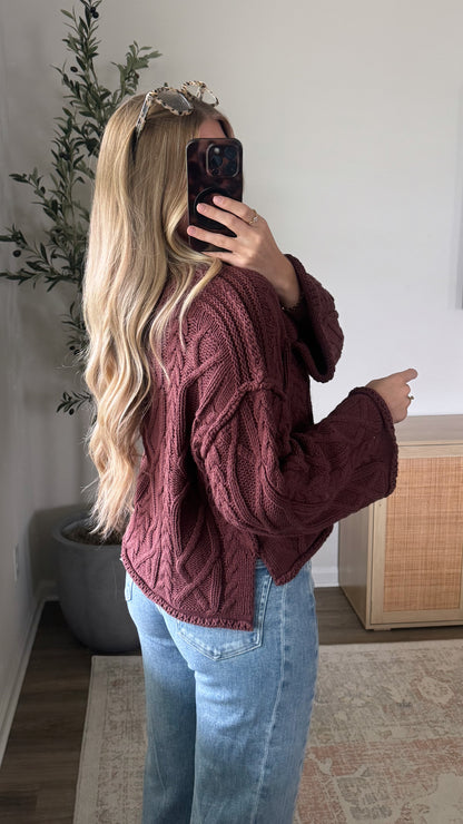 Cable Knit Sweater / Chestnut