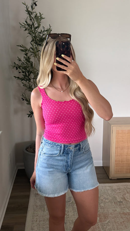 Seamless Polka Dot Tank / Fuchsia